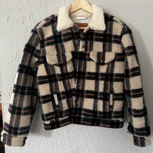 Levi’s Plaid Sherpa Jacket with Cream Collar